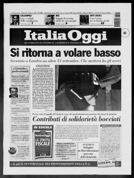 Italia oggi : quotidiano di economia finanza e politica